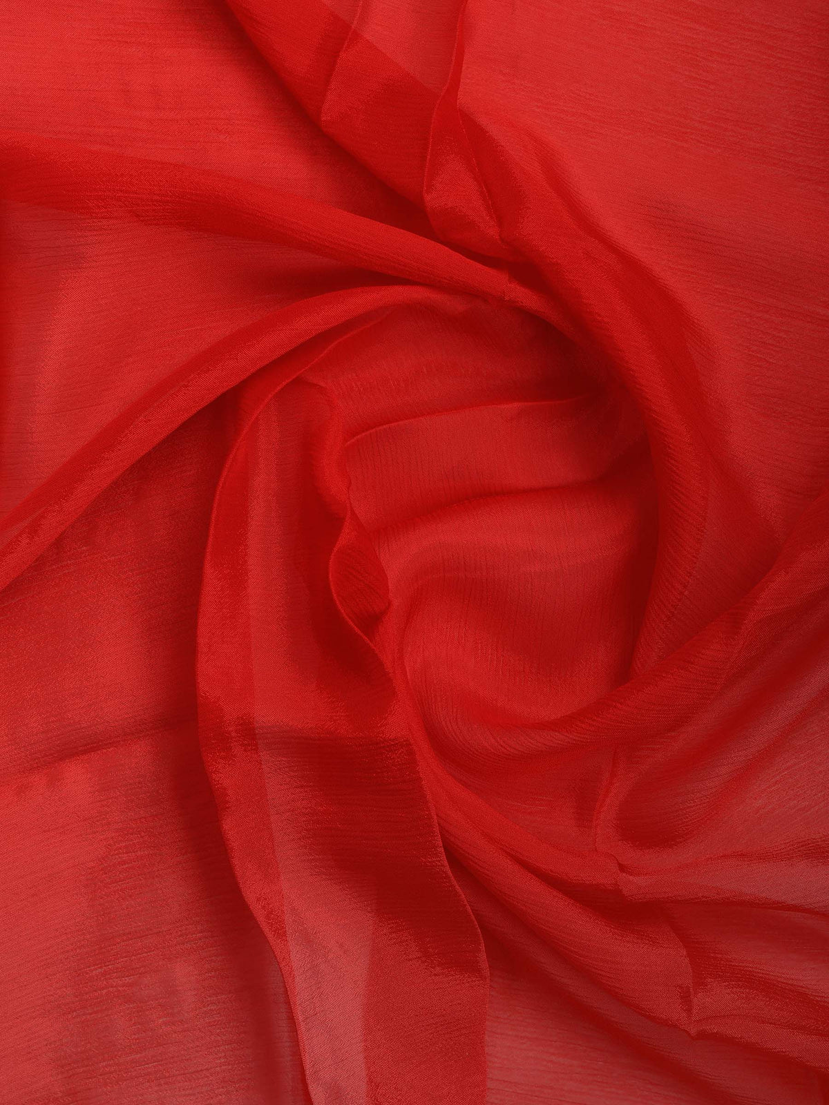 Red Zari Work Chiffon Saree