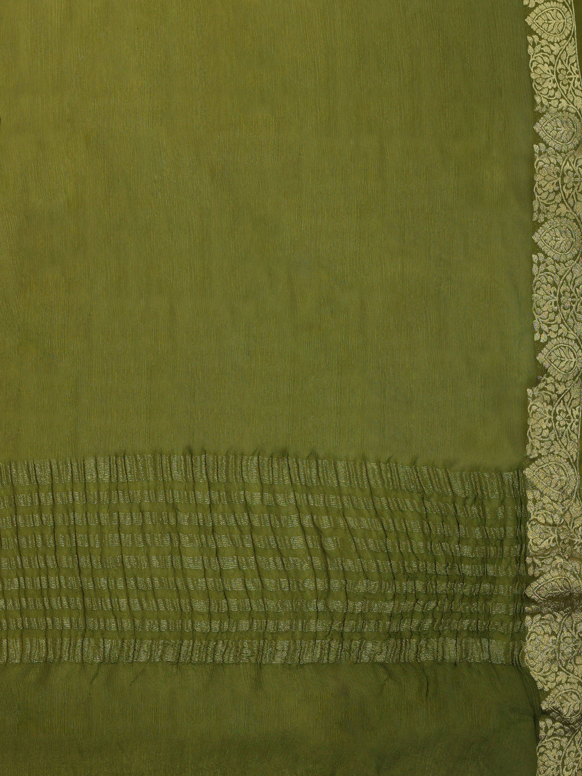 Mehndi Zari Work Chiffon Saree