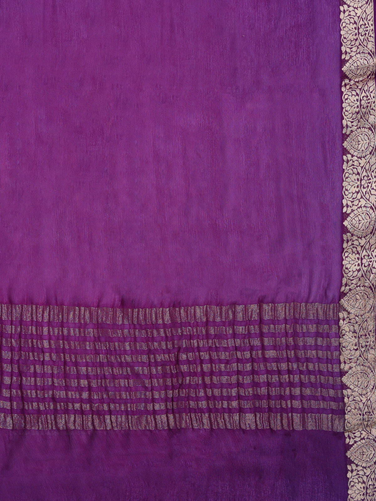 Purple Zari Work Chiffon Saree