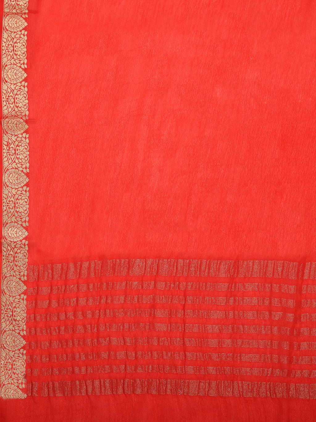Red Zari Work Chiffon Saree