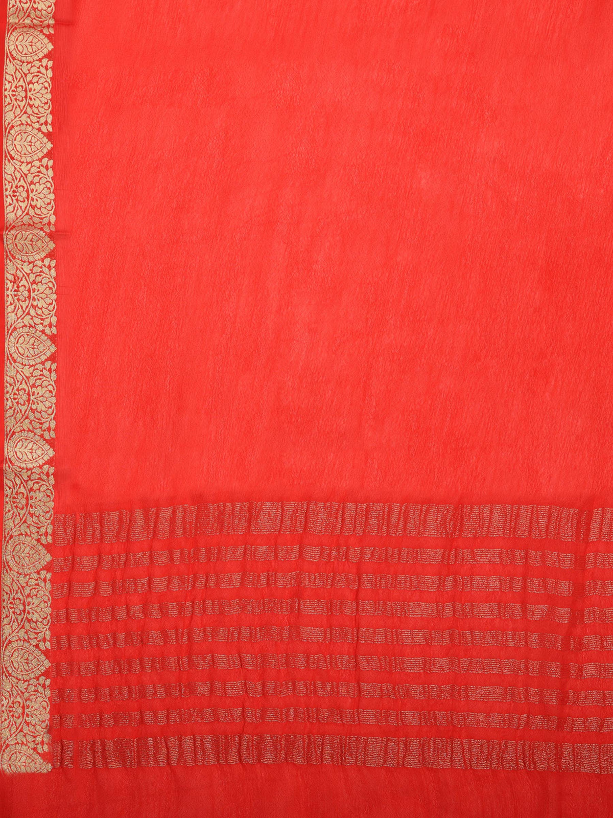 Red Zari Work Chiffon Saree
