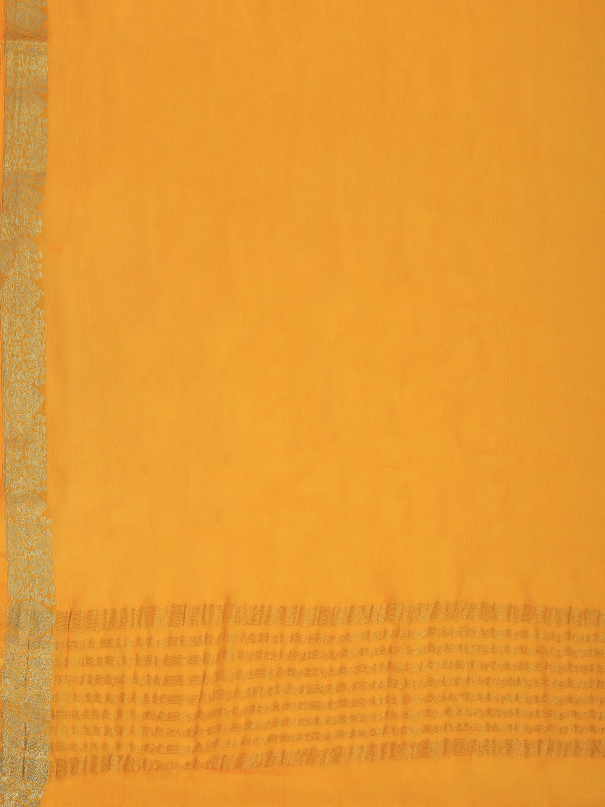 Yellow Zari Work Chiffon Saree