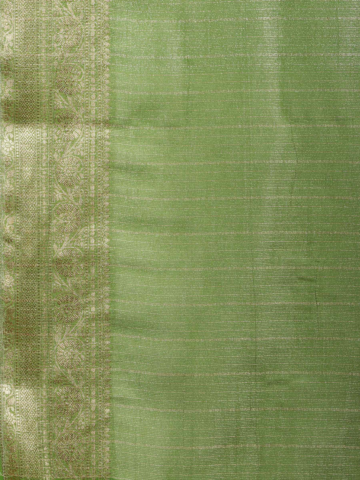 Green Zari Work Chiffon Saree