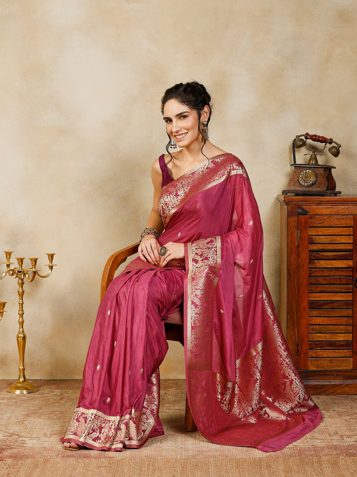 Lavender Woven Design Art Silk Saree