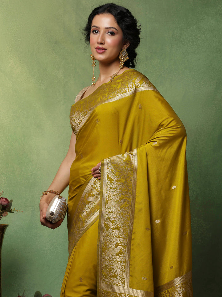 Mehndi Woven Design Art Silk Saree