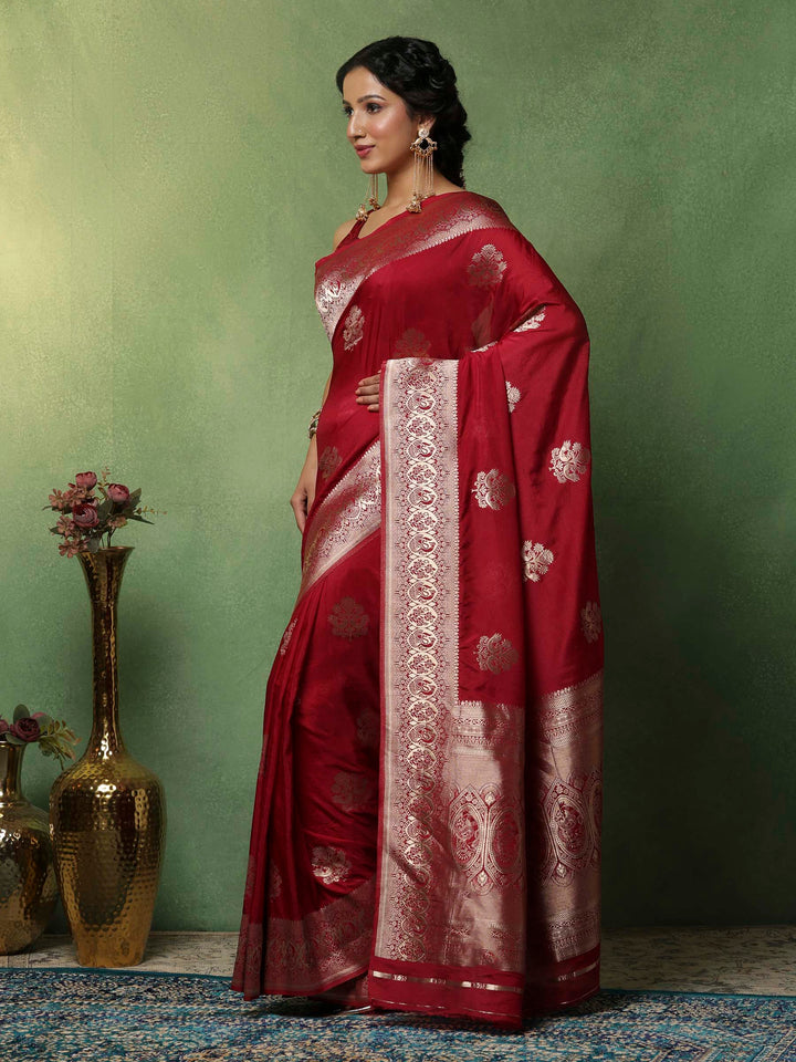 Wine Woven Design Art Silk Saree