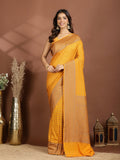 Mustard Embroidered Georgette Saree