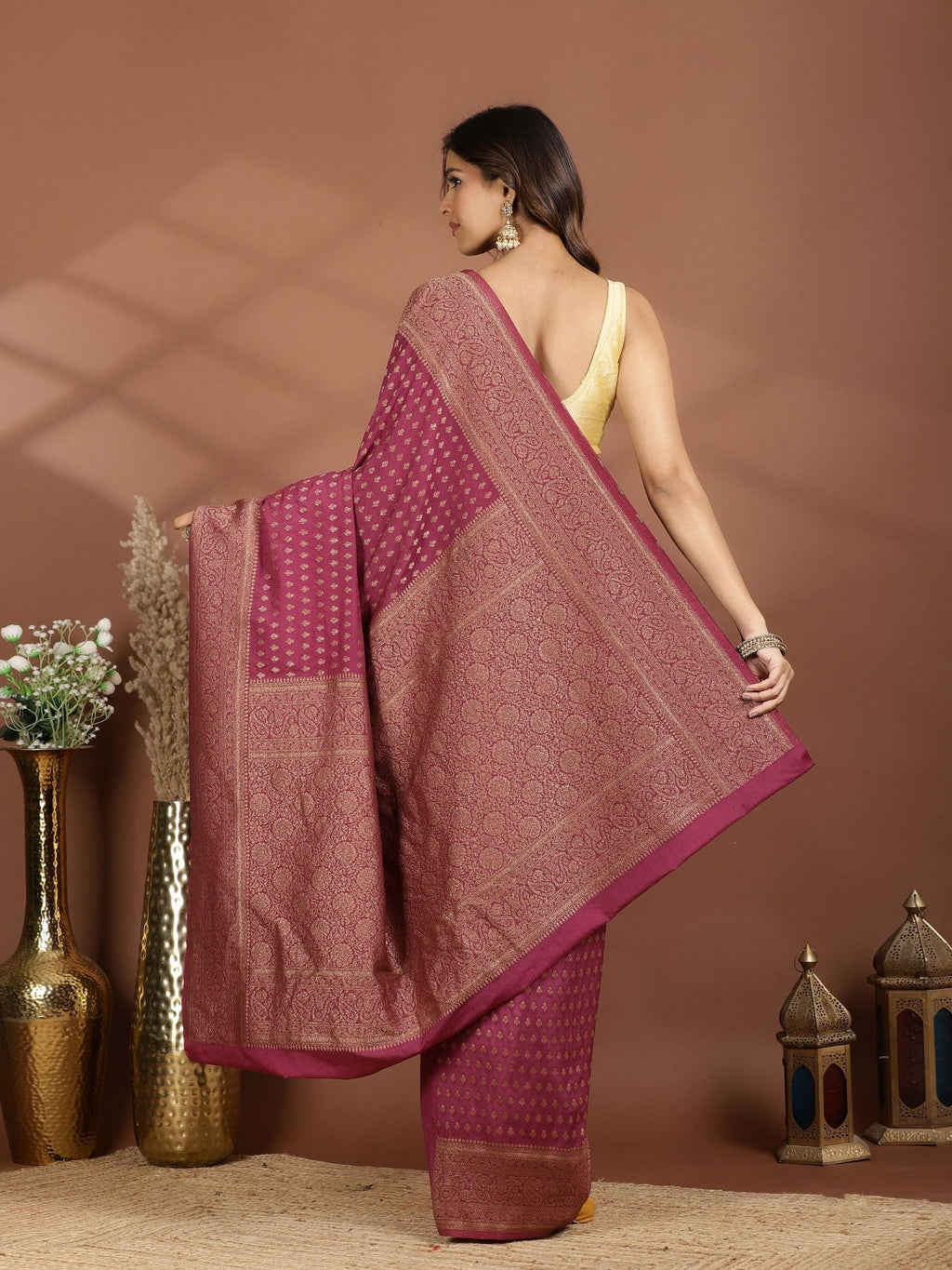 Purple Embroidered Georgette Saree