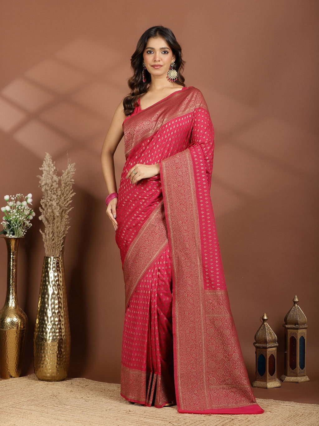 Rani Embroidered Georgette Saree