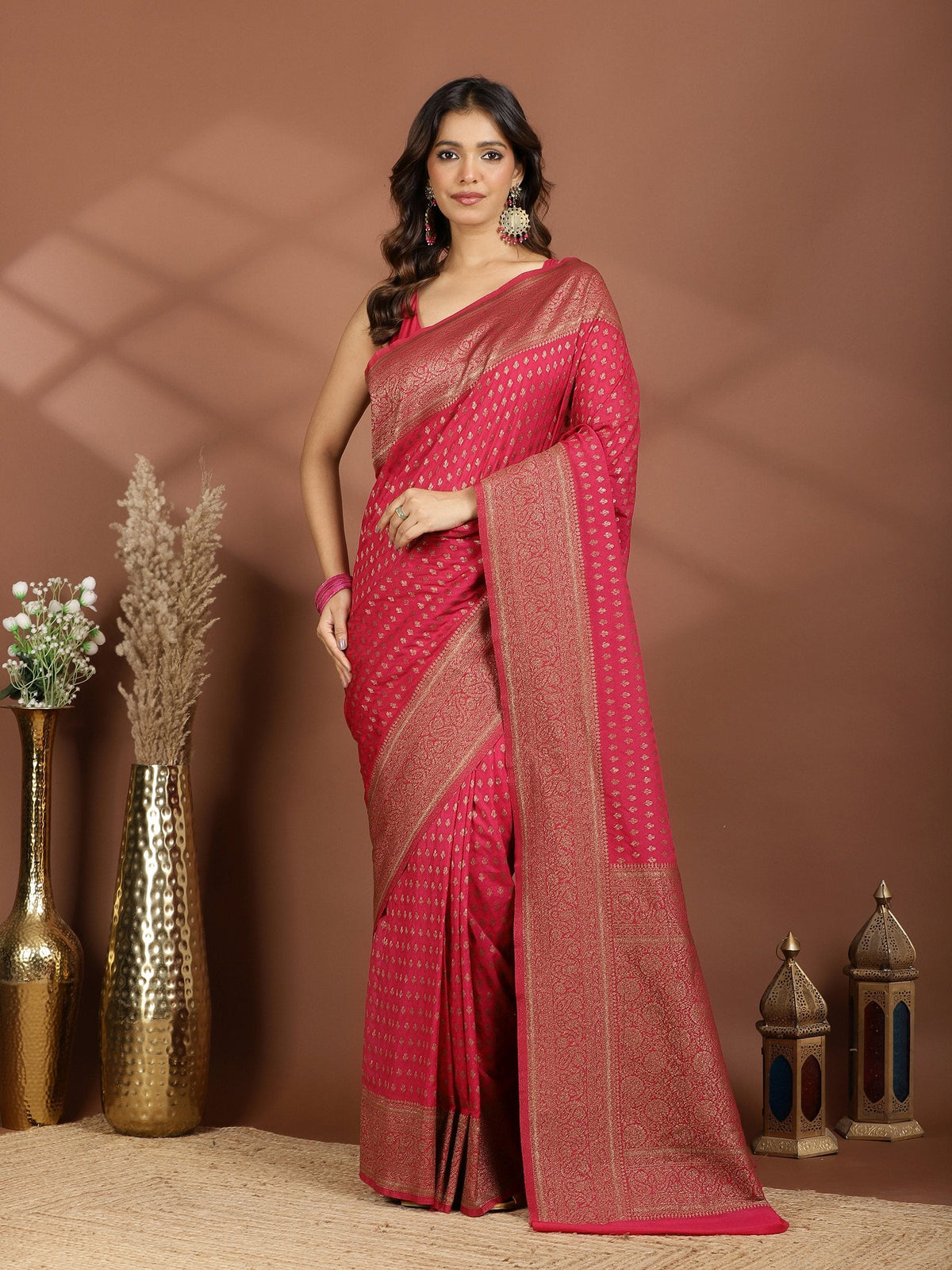 Rani Embroidered Georgette Saree