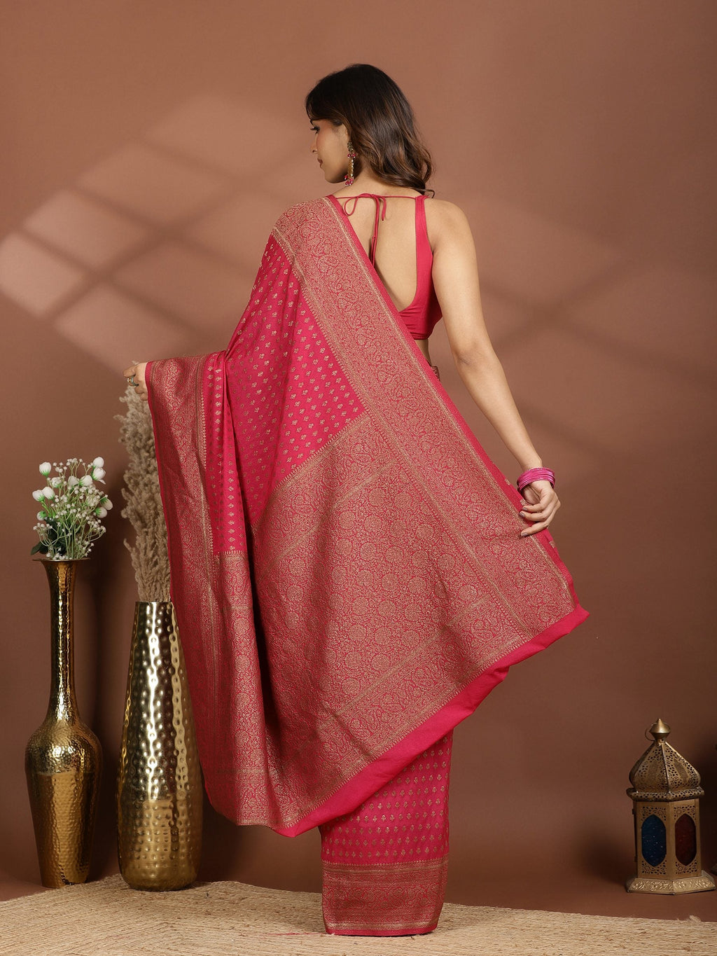Rani Embroidered Georgette Saree