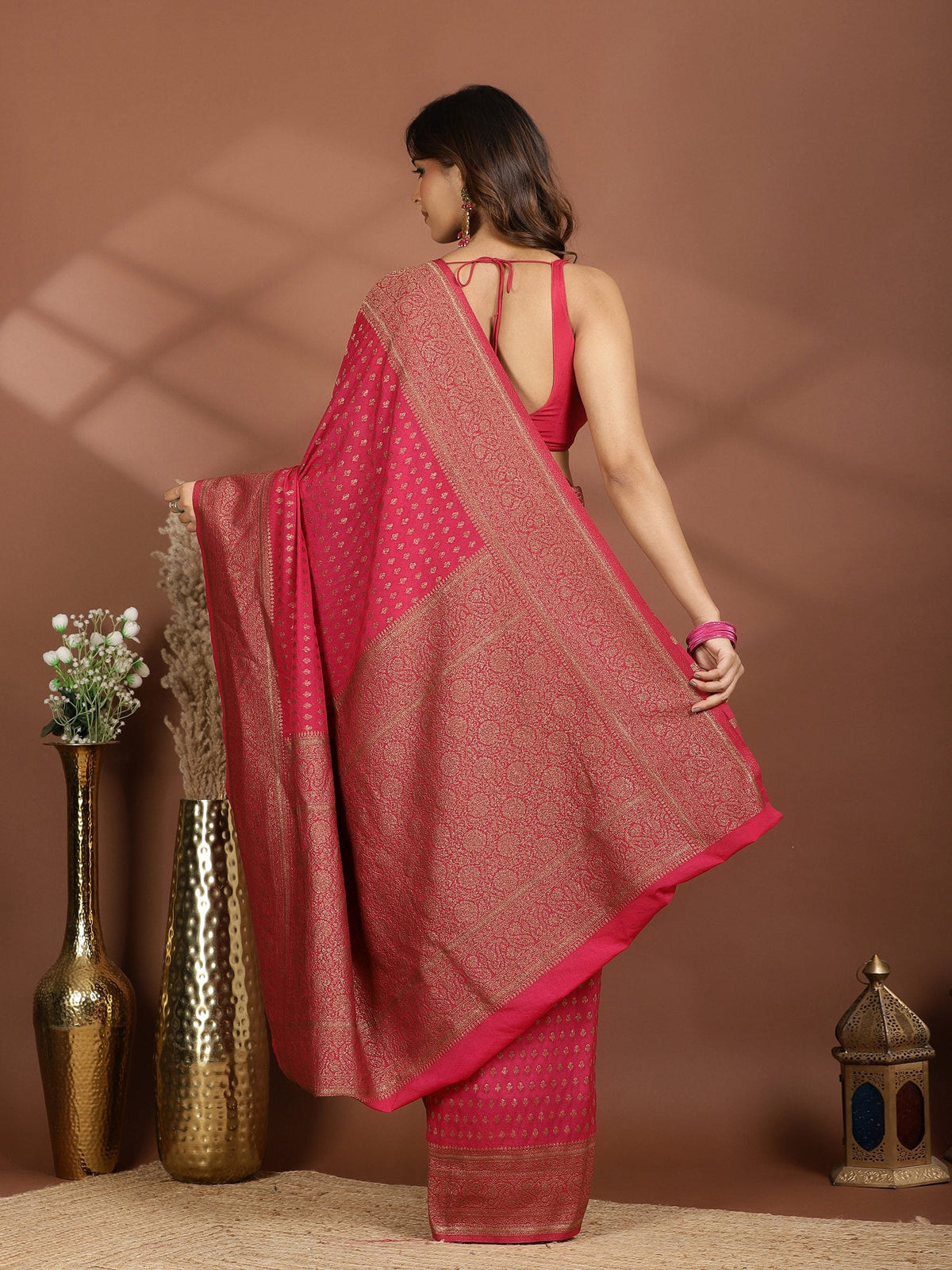 Rani Embroidered Georgette Saree