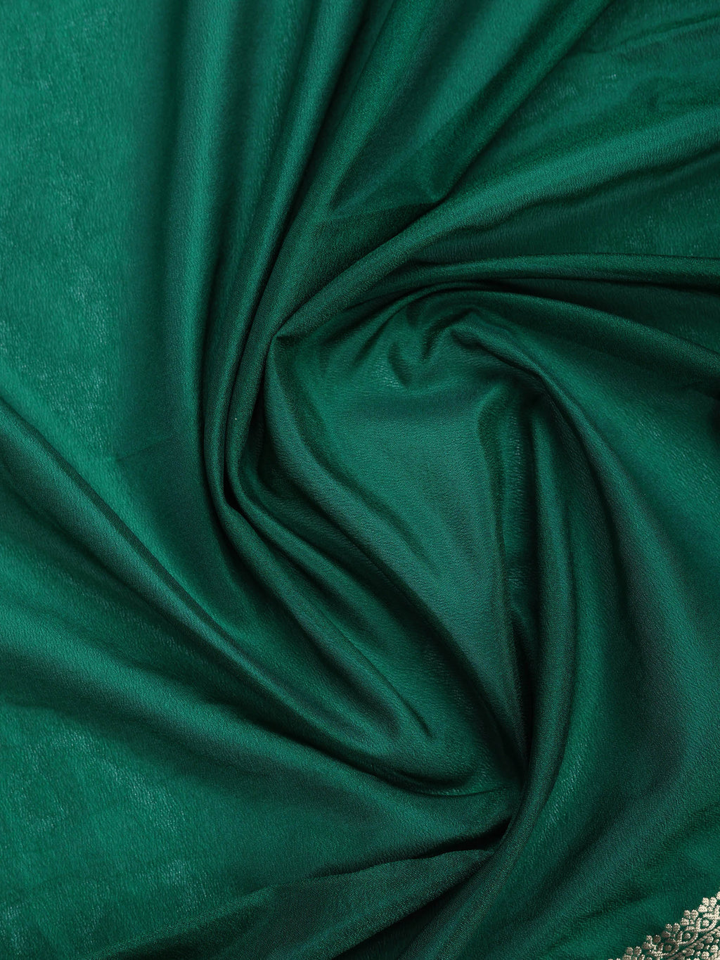 Bottle Green Zari Work Crepe Saree