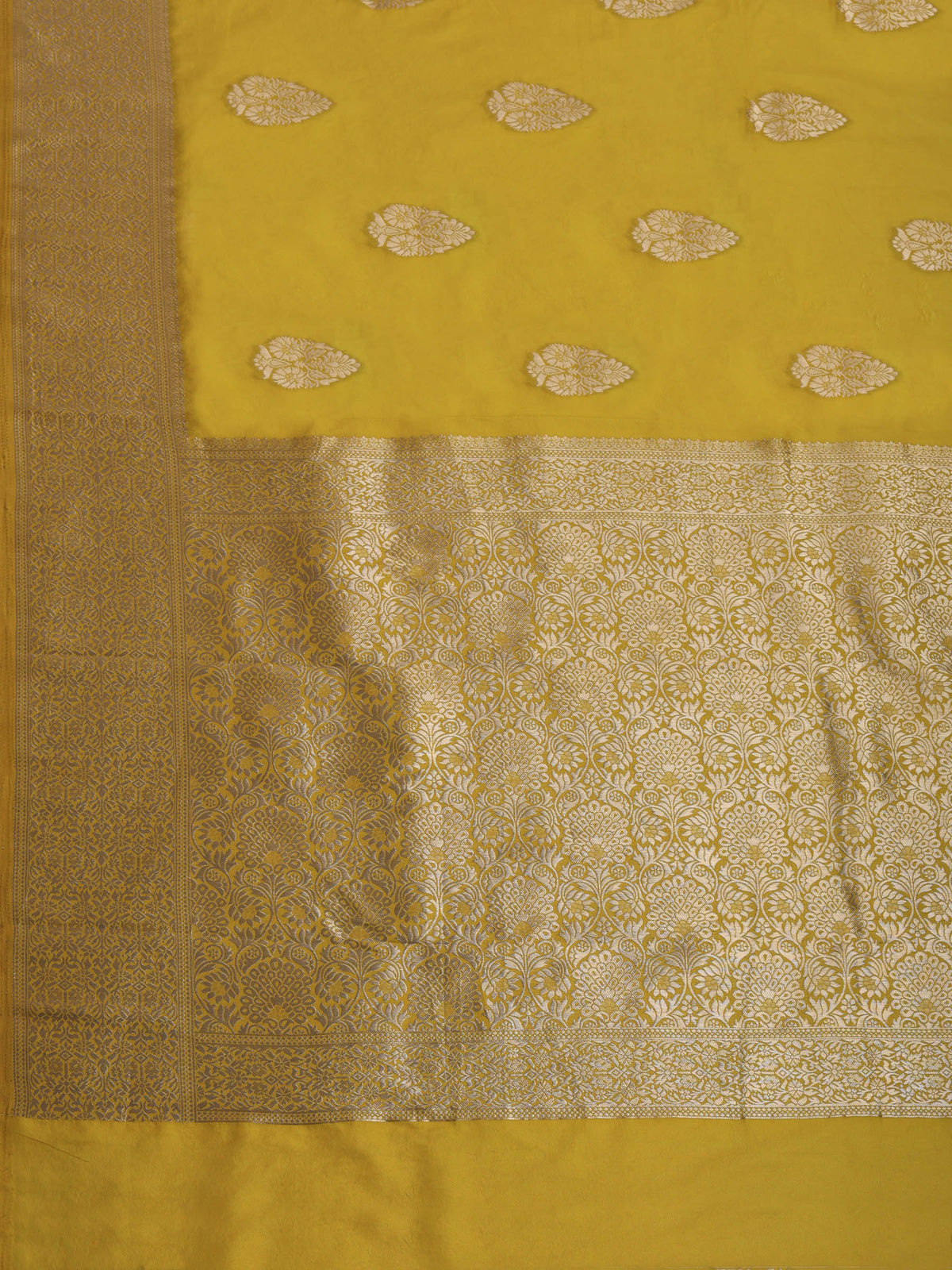 Lemon Zari Work Crepe Saree