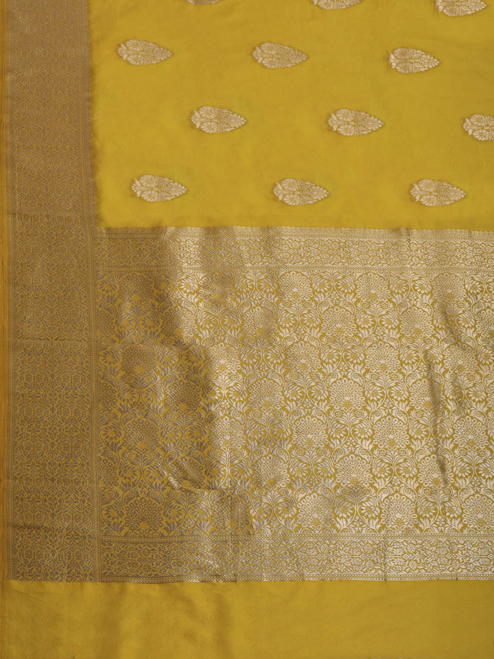 Lemon Zari Work Crepe Saree