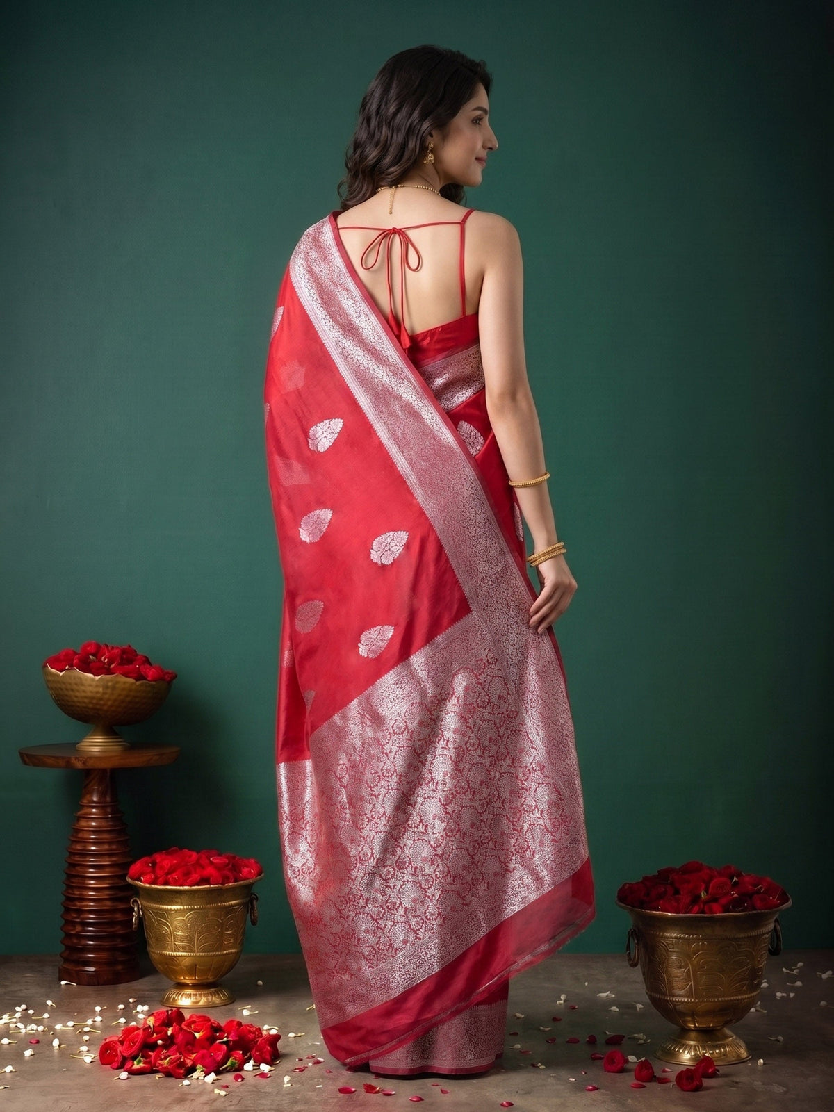 Magenta Zari Work Crepe Saree