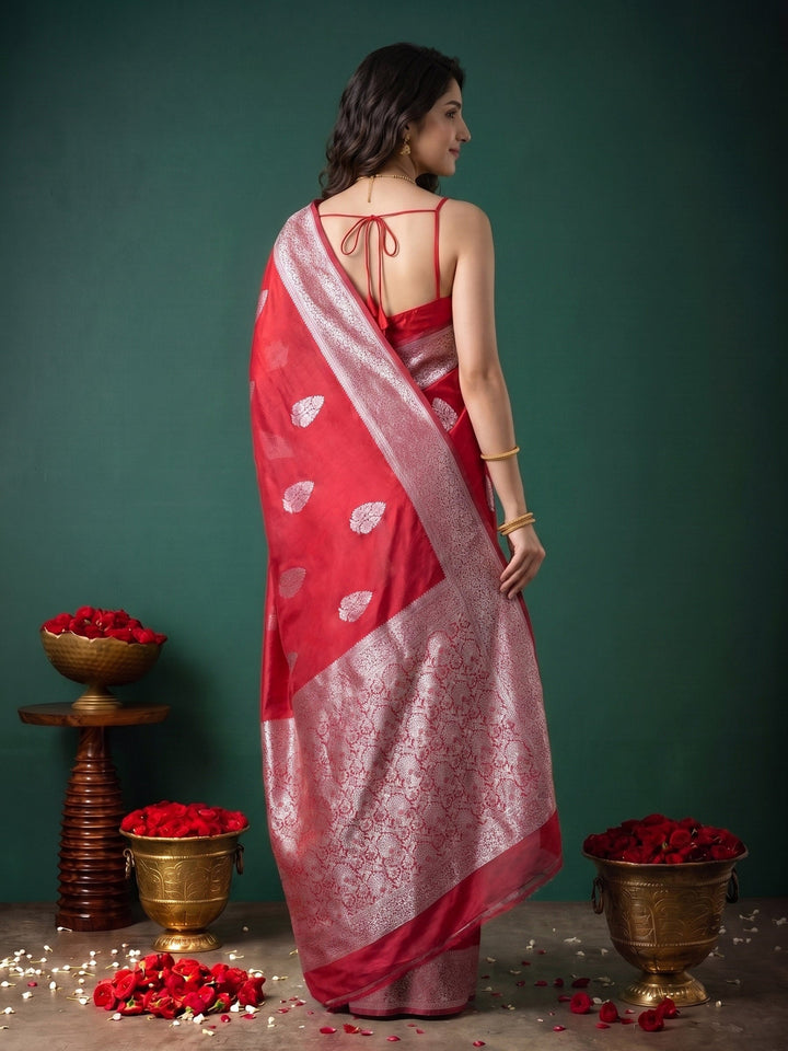 Magenta Zari Work Crepe Saree