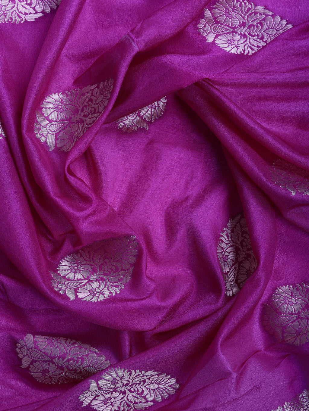 Purple Zari Work Crepe Saree
