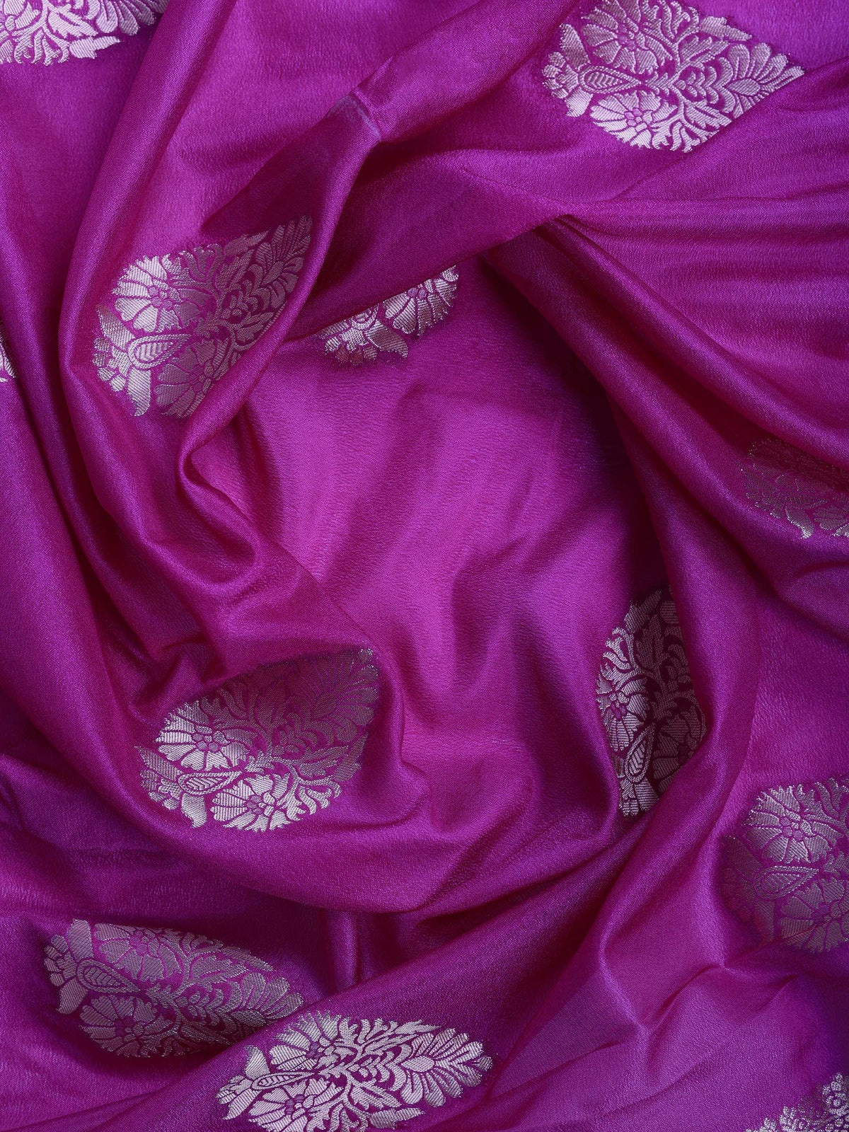Purple Zari Work Crepe Saree