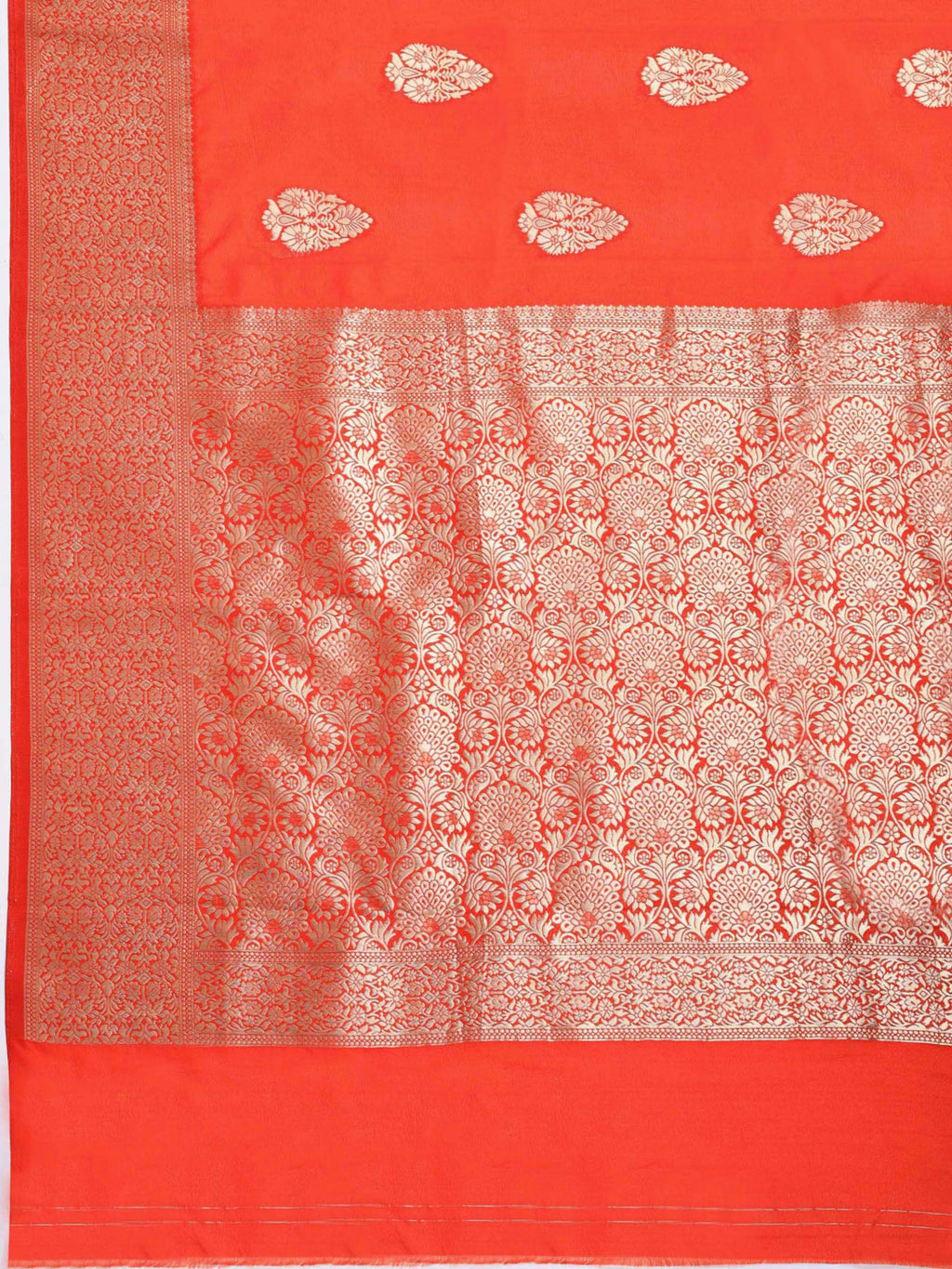 Rust Zari Work Crepe Saree