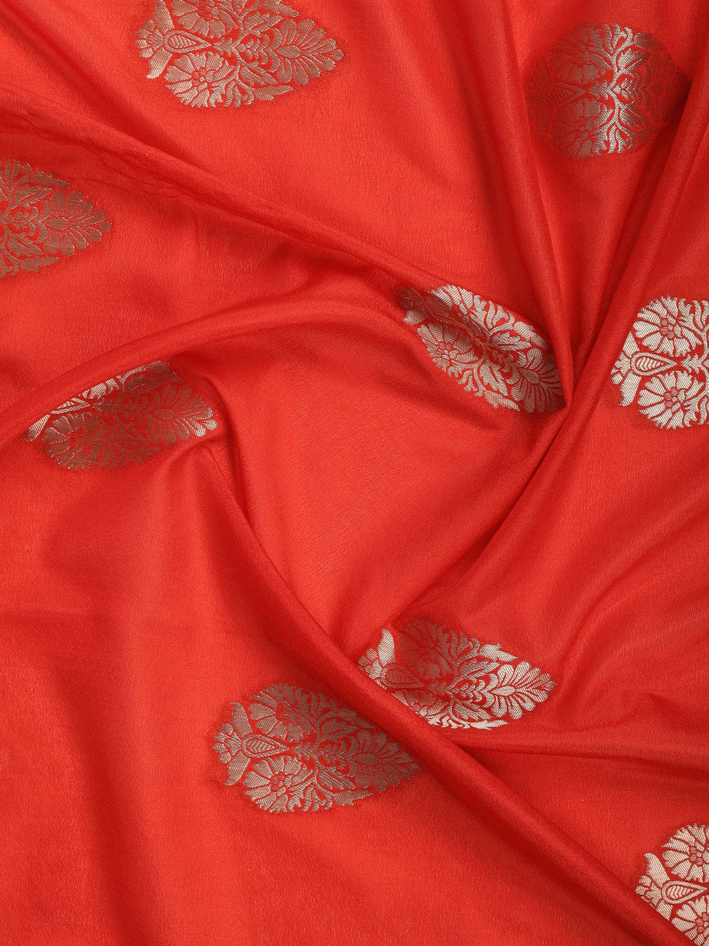 Rust Zari Work Crepe Saree