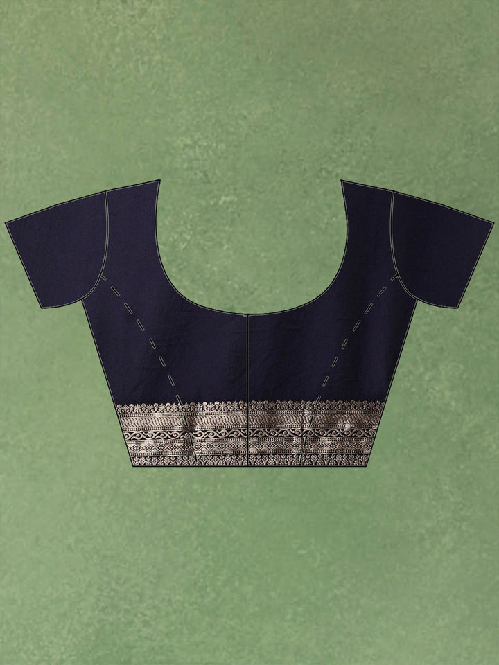 Navy Blue Woven Design Art Silk Saree