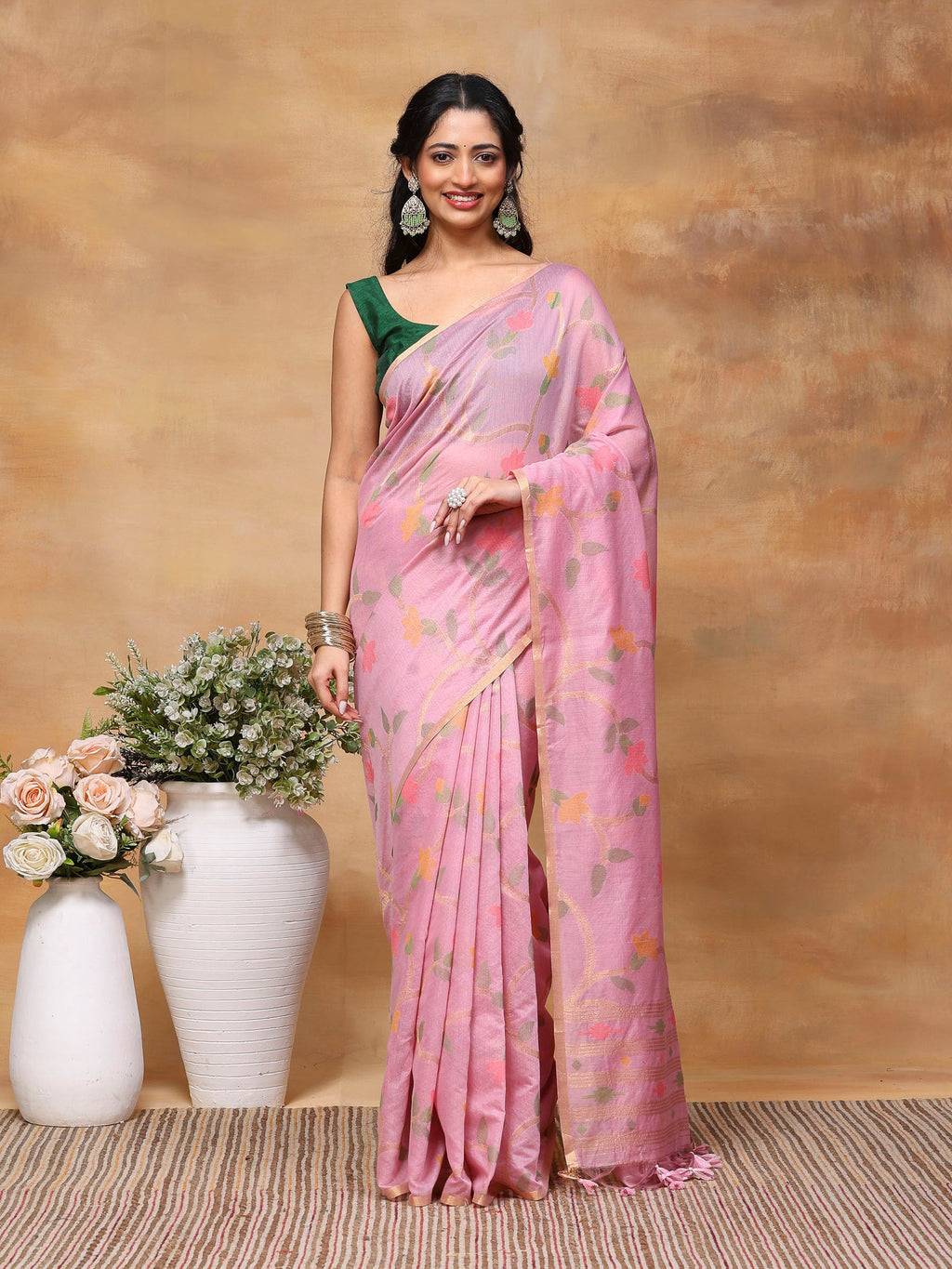 Mauve Zari Jaal Tussar Saree