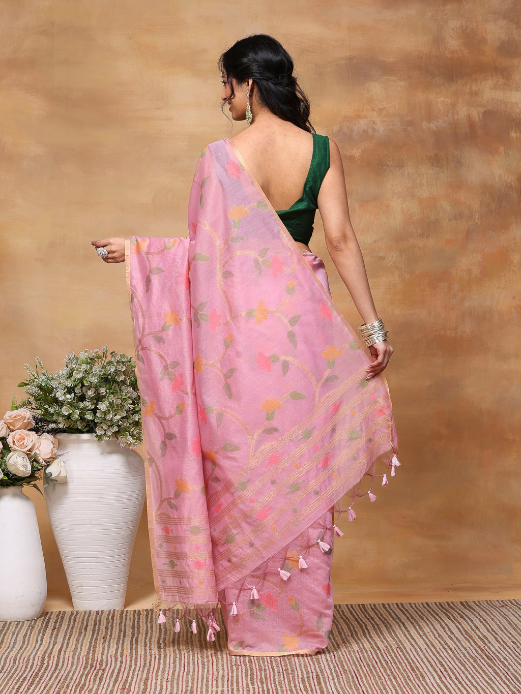 Mauve Zari Jaal Tussar Saree