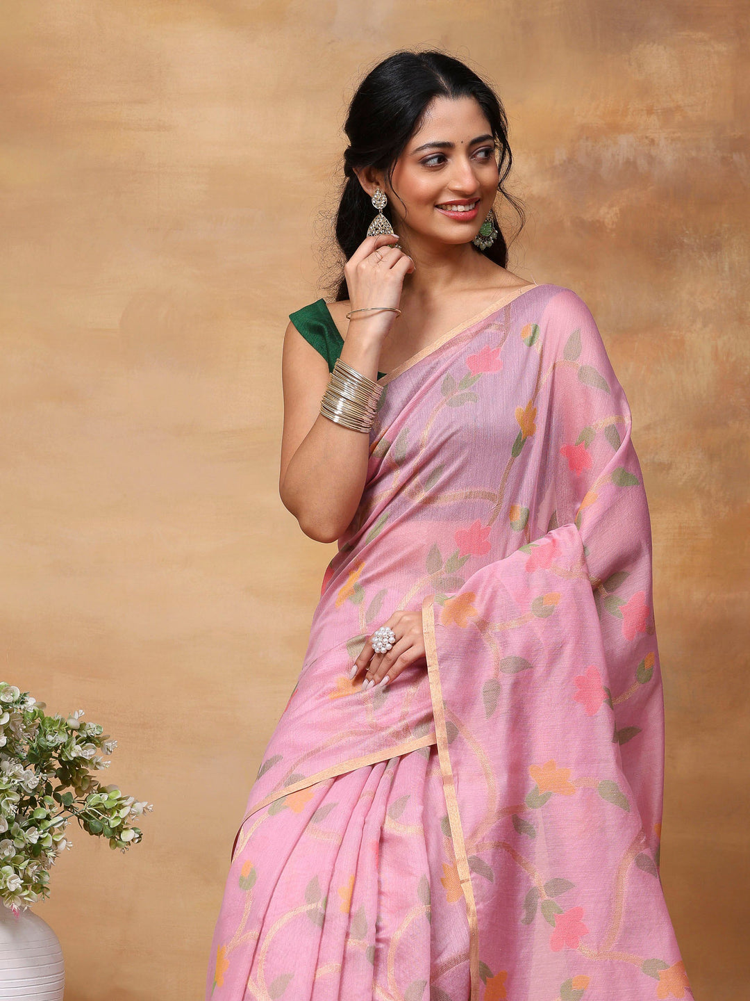 Mauve Zari Jaal Tussar Saree