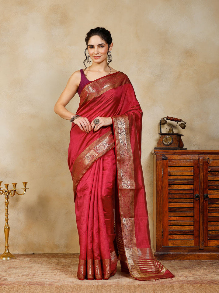 Wine Woven Design Art Silk Saree