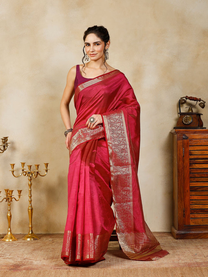 Wine Woven Design Art Silk Saree