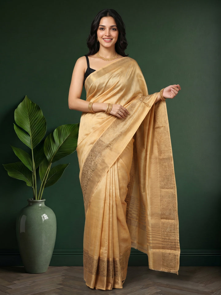 Beige Woven Design Art Silk Saree