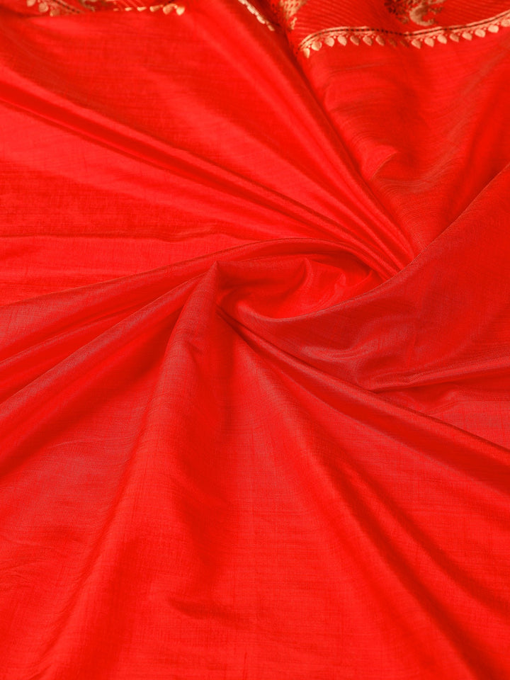 Red Woven Design Art Silk Saree