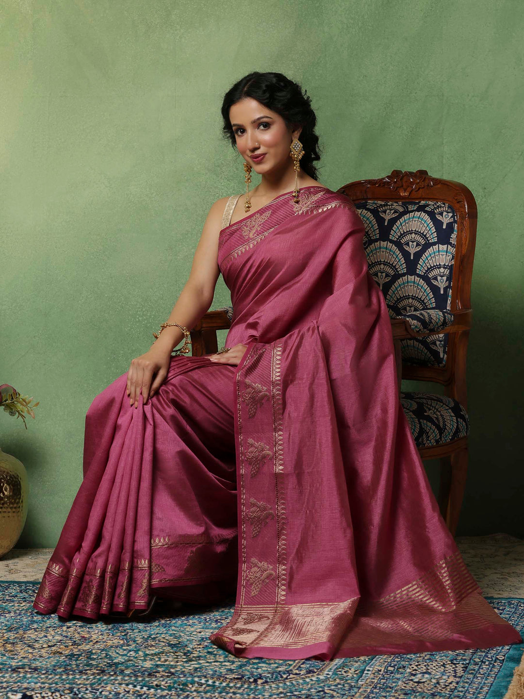 Wine Woven Design Art Silk Saree