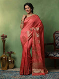 Pink Woven Design Art Silk Saree