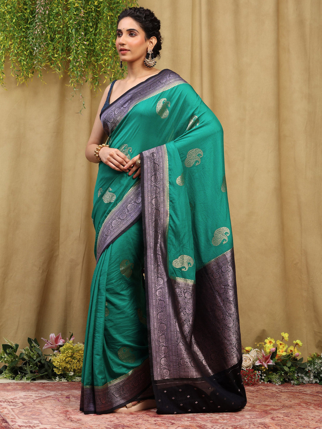 Green Woven Design Art Silk Saree