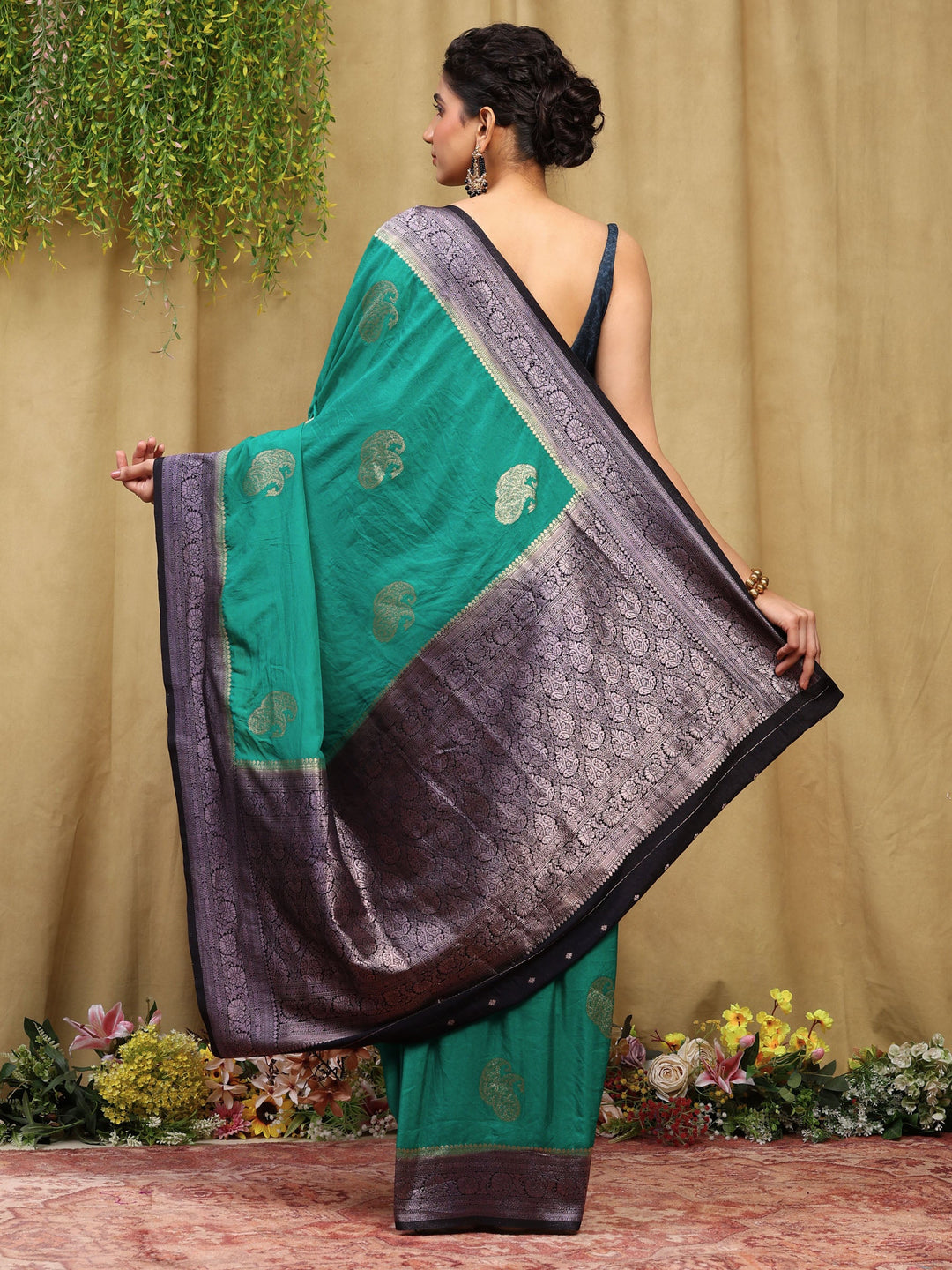 Green Woven Design Art Silk Saree