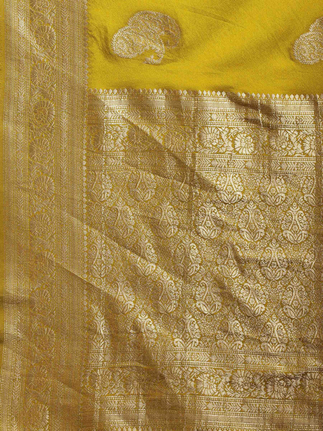Lemon Zari Booti Art Silk Saree