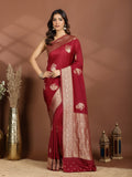 Magenta Zari Booti Art Silk Saree