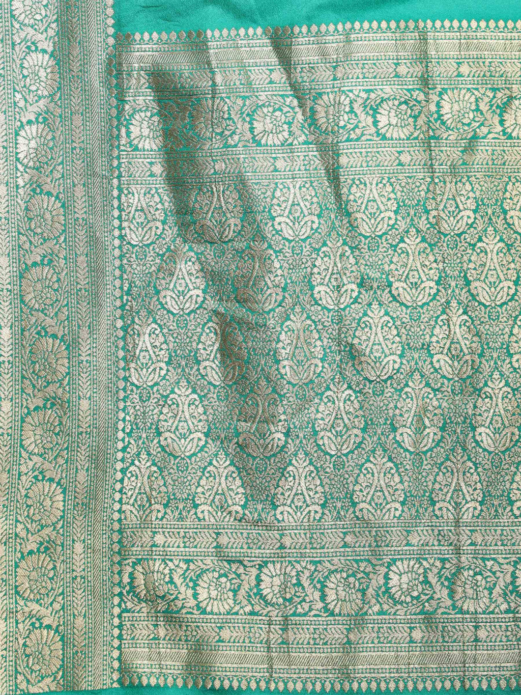 Rama Green Zari Booti Art Silk Saree