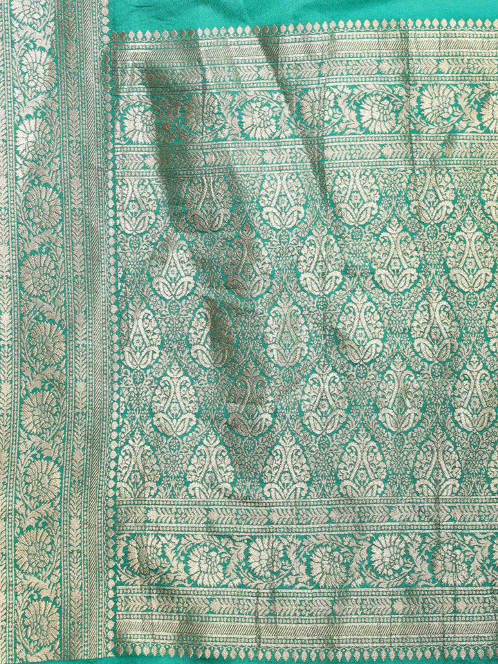 Rama Green Zari Booti Art Silk Saree