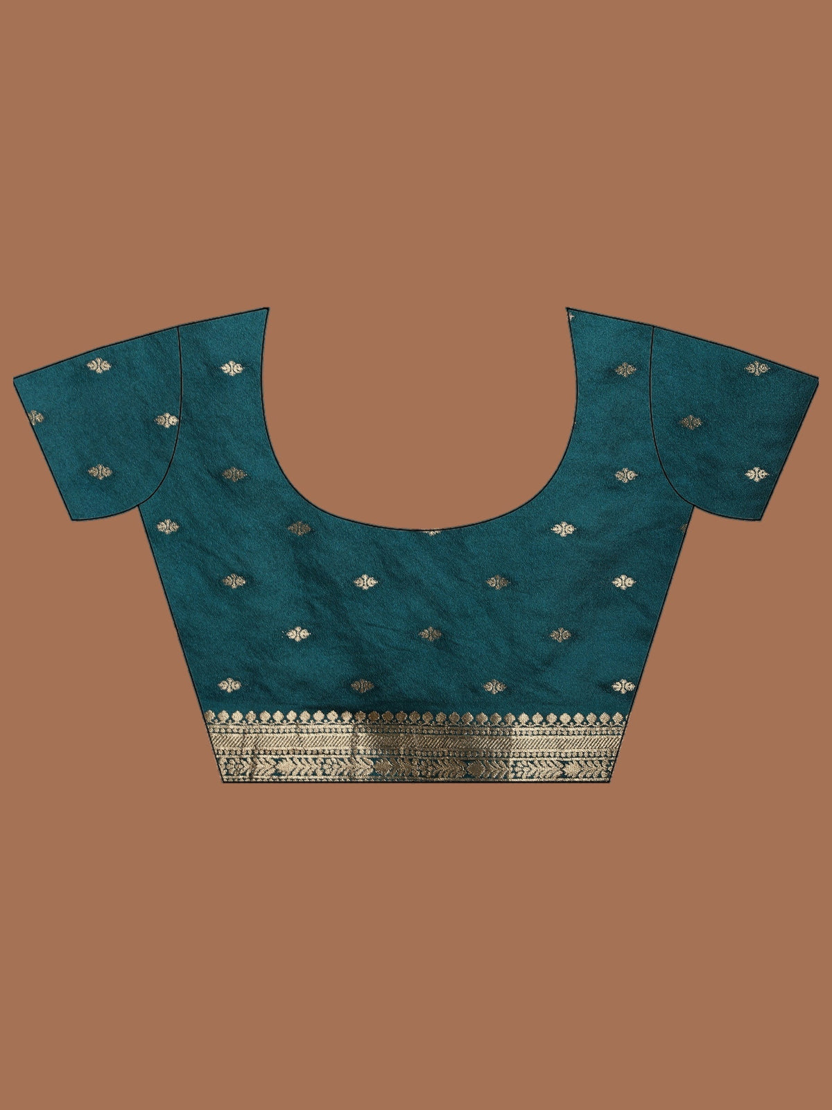 Teal Blue Zari Booti Art Silk Saree