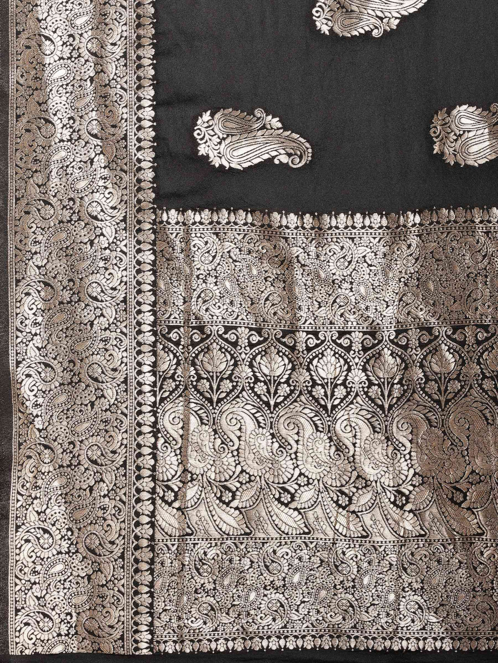 Black Zari Booti Art Silk Saree