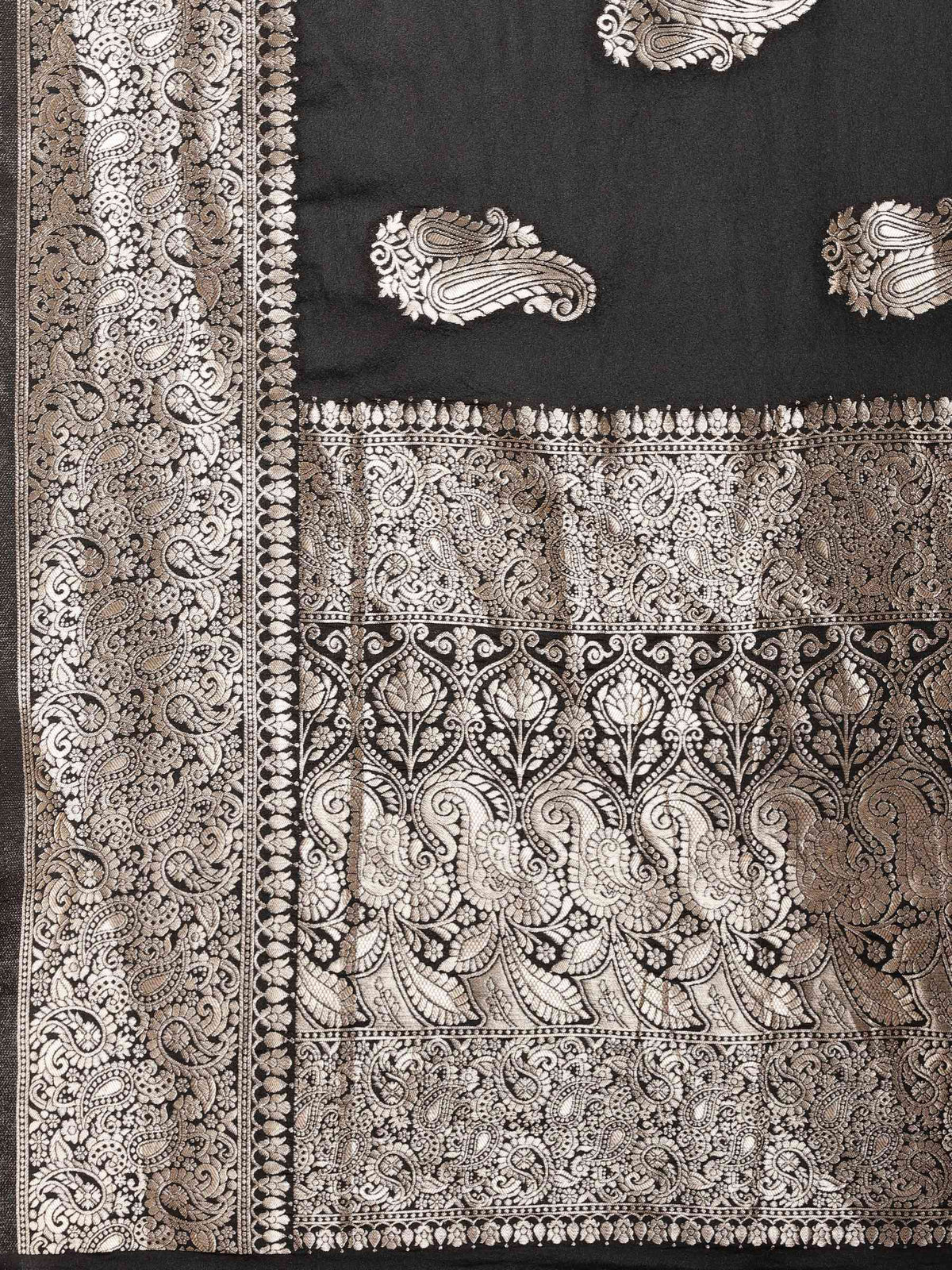 Black Zari Booti Art Silk Saree