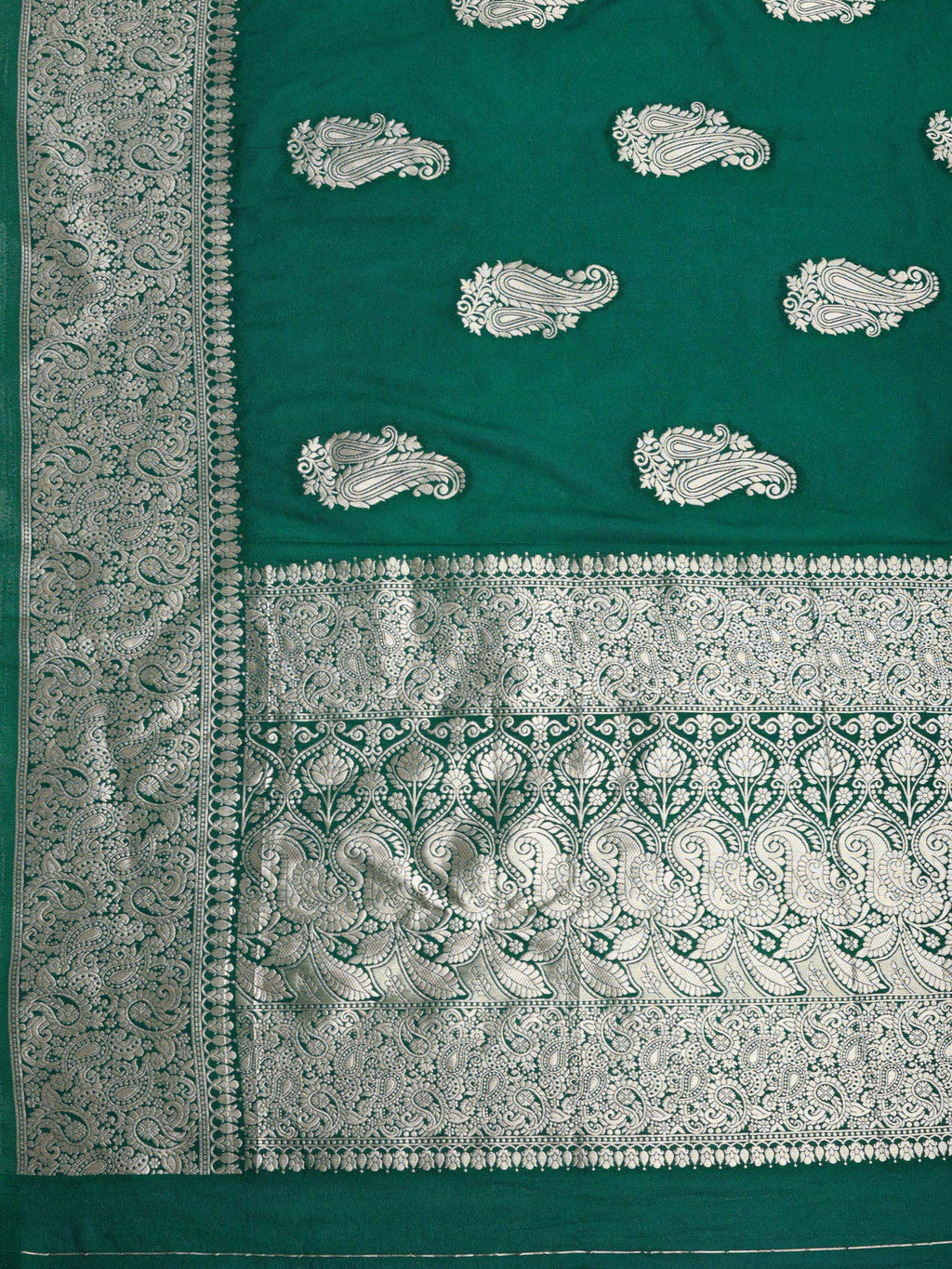 Bottle Green Woven Design Art Silk Saree