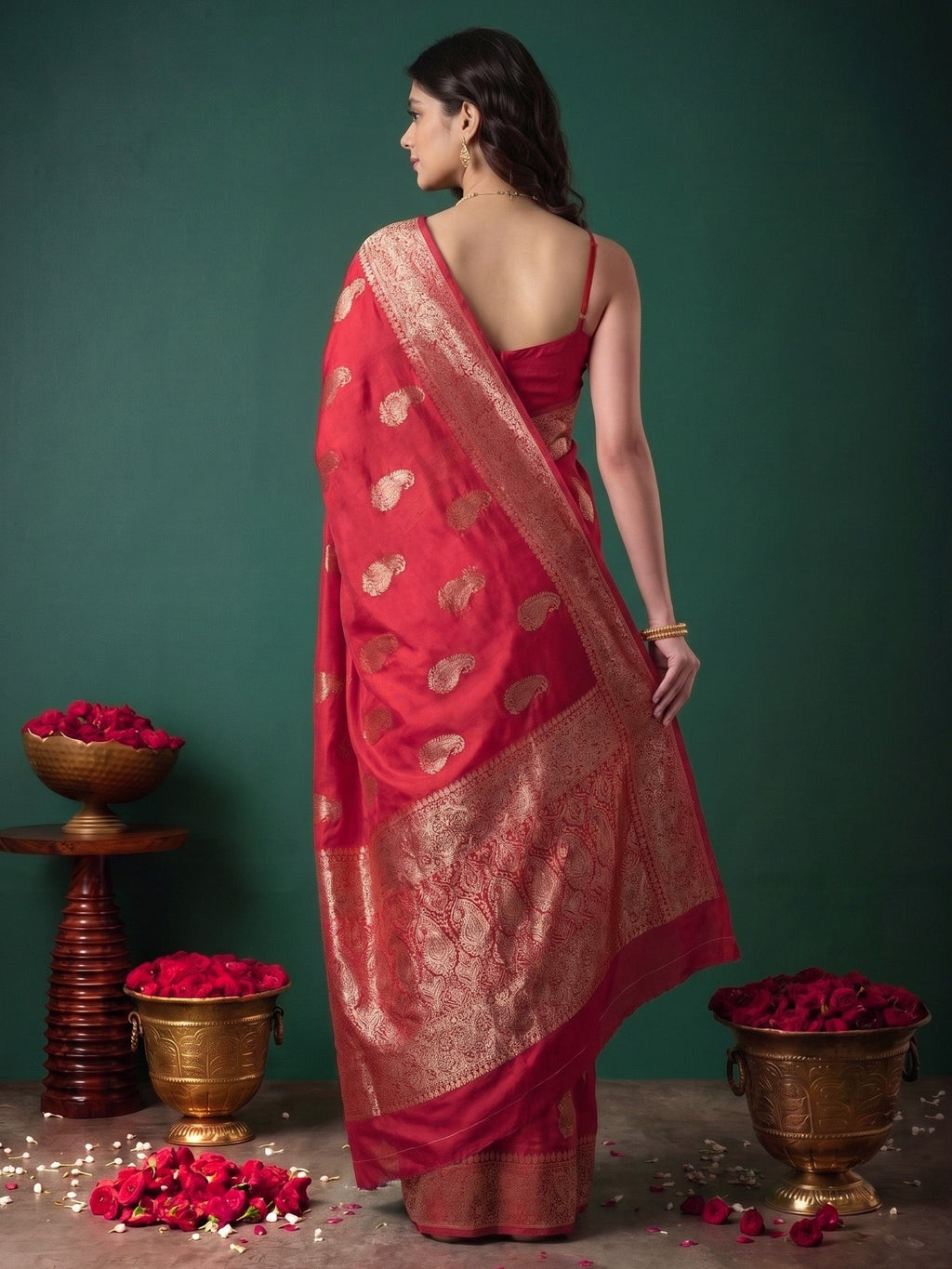 Hot Pink Woven Design Art Silk Saree