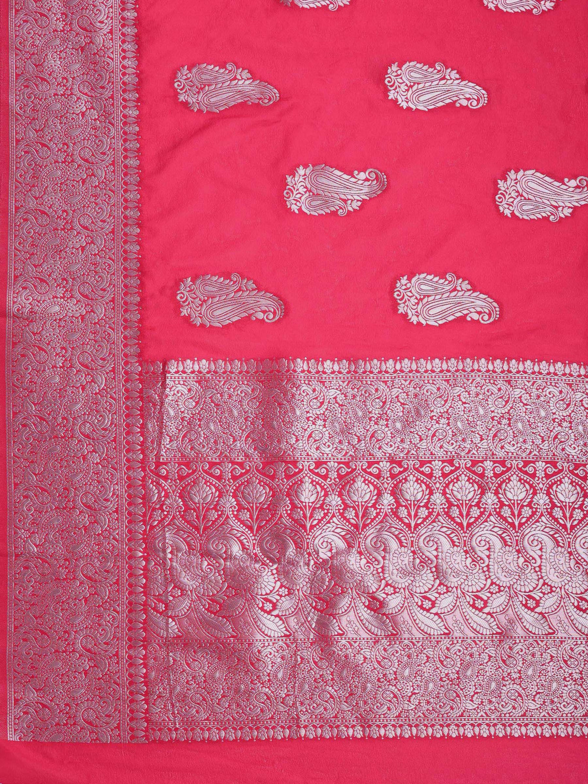 Hot Pink Woven Design Art Silk Saree