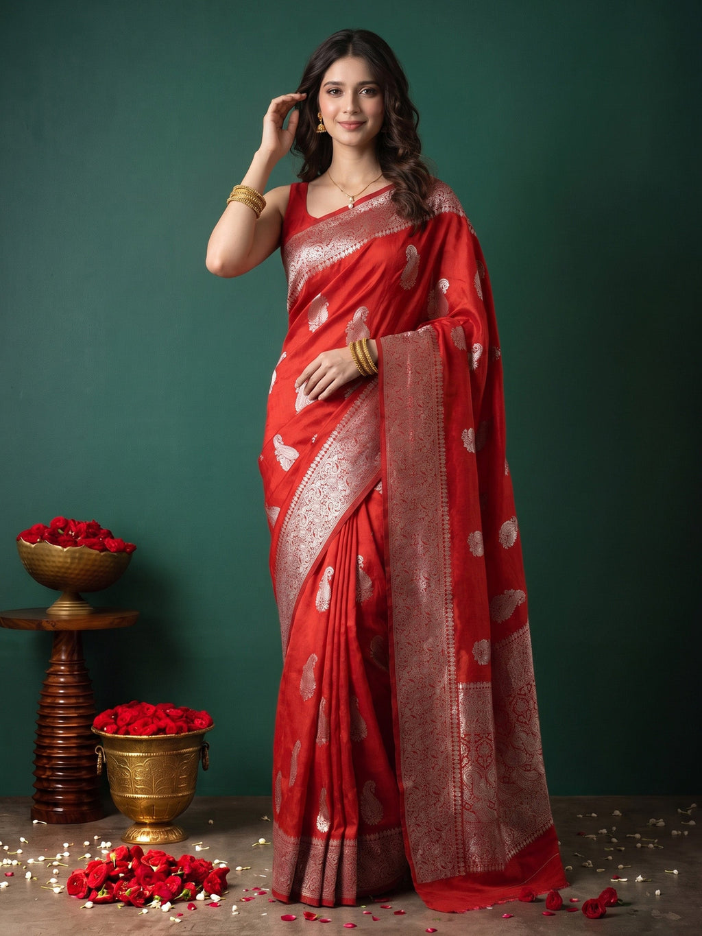 Maroon Woven Design Art Silk Saree