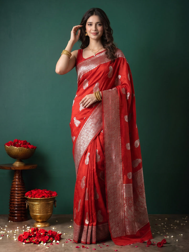 Maroon Woven Design Art Silk Saree