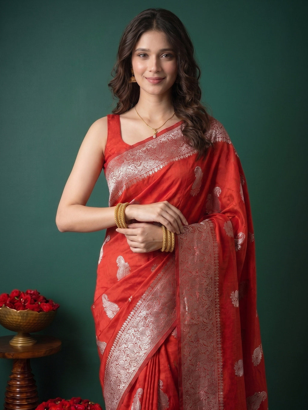 Maroon Woven Design Art Silk Saree